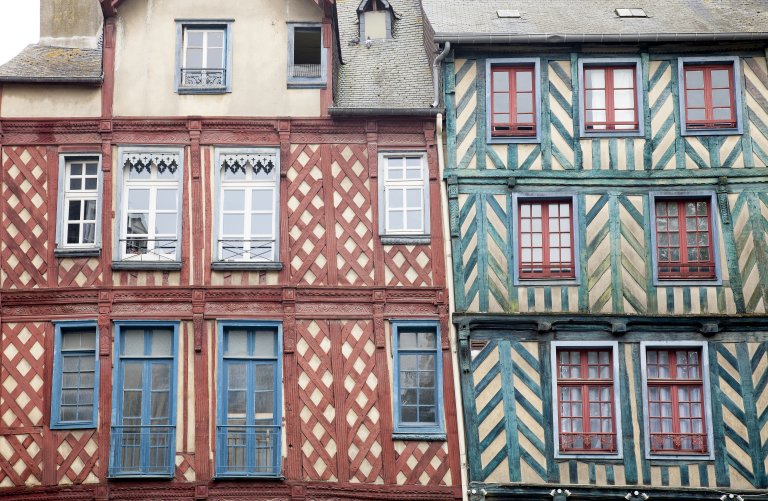Rennes half-timbered houses in Brittany