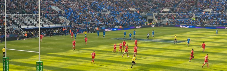 Rugby match - view of field and teams