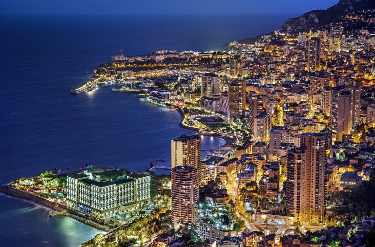 View of Monaco at night