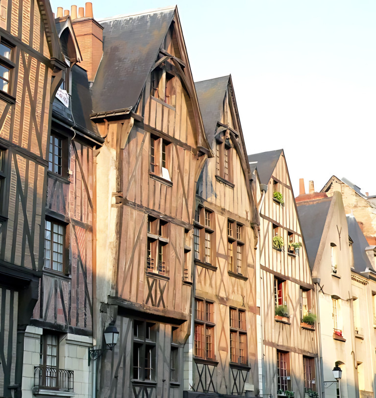 Half timbered houses in the Loire Valley