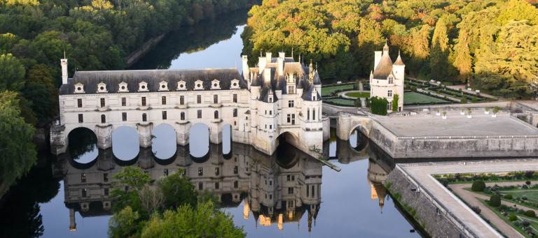 Aerial view of Chenonceau castle in the Loire Valley