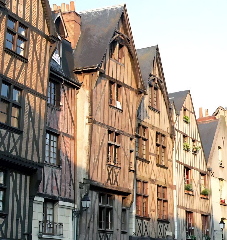 Half timbered houses in the Loire Valley