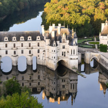 Aerial view of Chenonceau castle in the Loire Valley