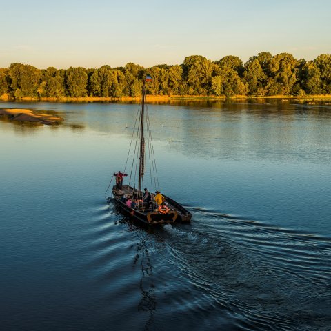 On the Loire river on a traditional boat