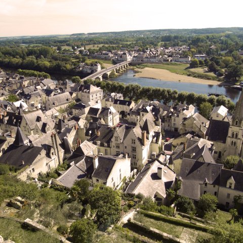 Chinon roofs by the Vienne river, Loire Valley