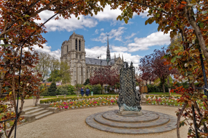 Notre Dame Cathedral in Paris in the fall