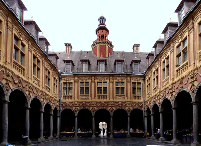 The courtyard at La Vieille Bourse in Lille