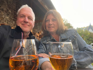 FJFY Travelers Kim & Bill enjoying cider in Normandy