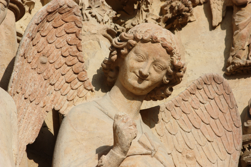 smiling angel in reims cathedral