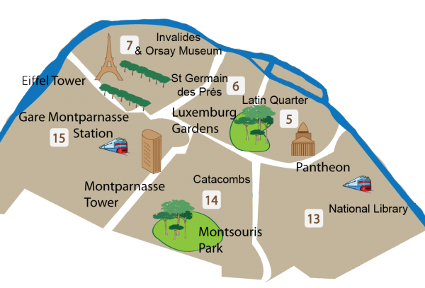paris left bank map