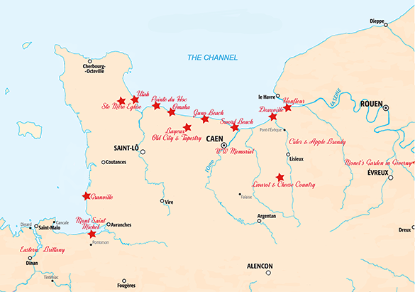 Normandy tours map