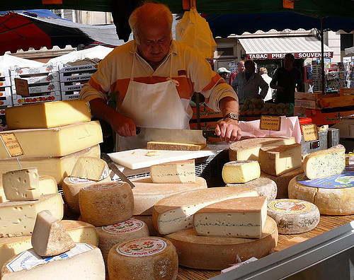 French cheese at a market in France