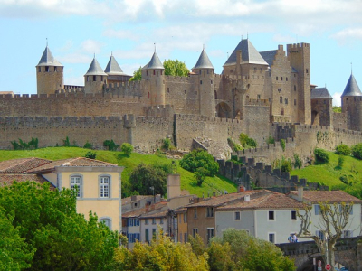 View of the medieval fortress of Carcassonne
