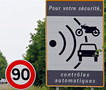 driving in france speed camera sign